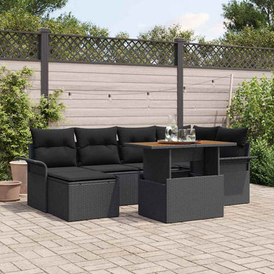Tuinbankenset 7 st Zwart poly rattan
