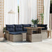 Tuin Sofa Set 7 st grijs en marineblauw