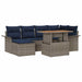 Tuin Sofa Set 7 st grijs en marineblauw