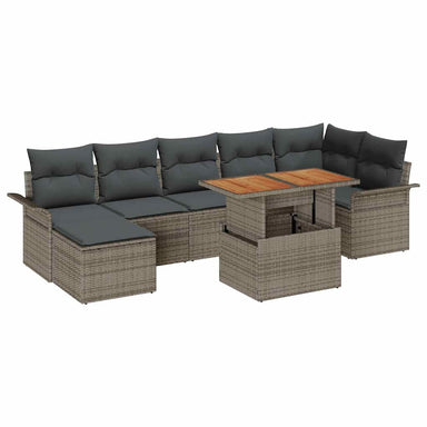 Tuinbankenset 8 st Grijs poly rattan