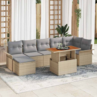 Tuinbankenset 8 st Beige en Licht Grijs poly rattan