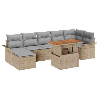 Tuinbankenset 8 st Beige en Licht Grijs poly rattan