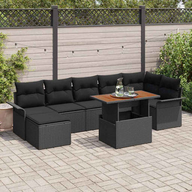 Tuinbankenset 8 st Zwart poly rattan