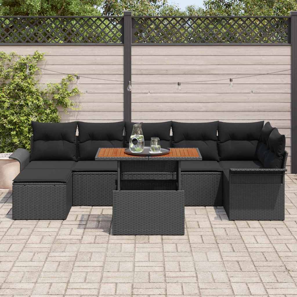 Tuinbankenset 8 st Zwart poly rattan