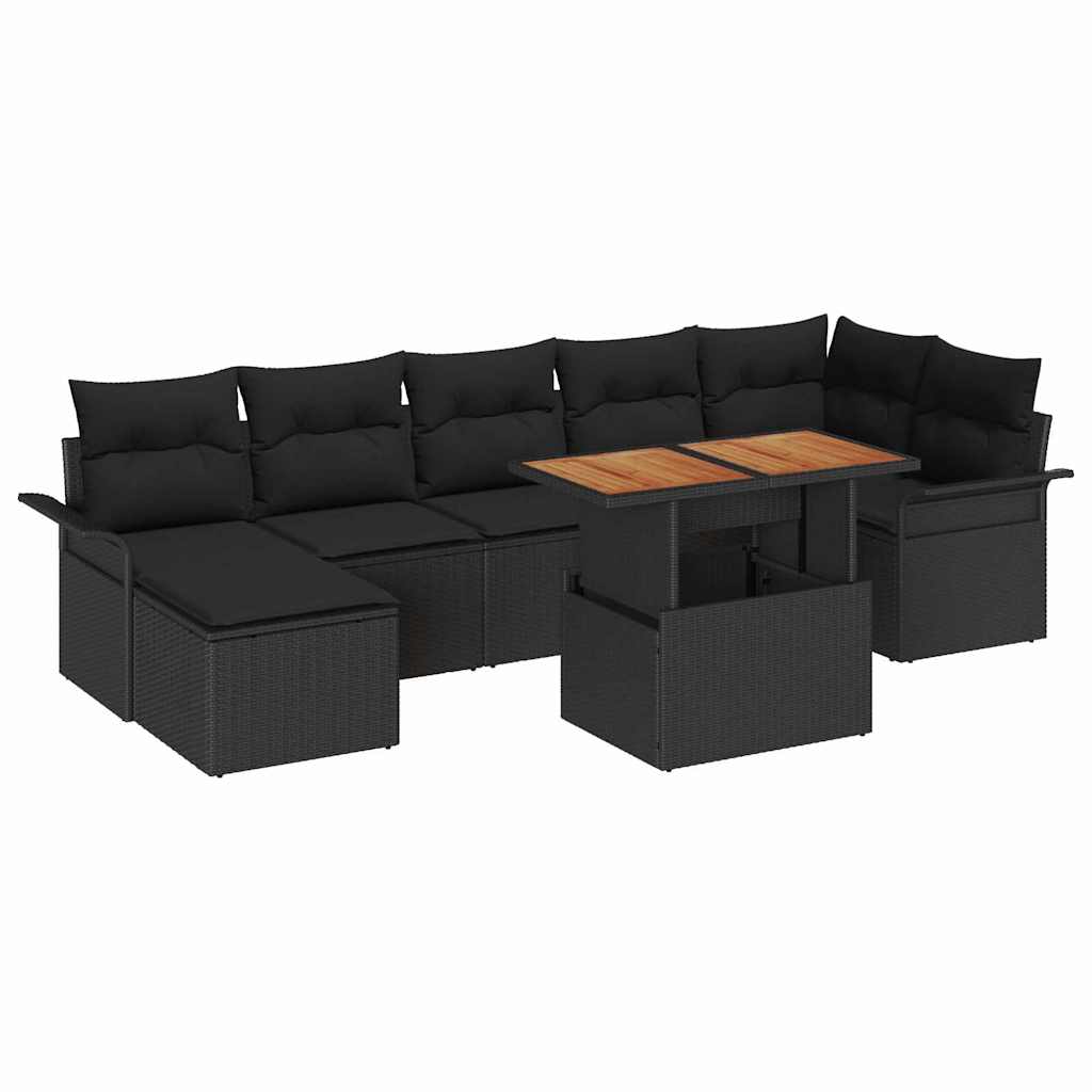 Tuinbankenset 8 st Zwart poly rattan