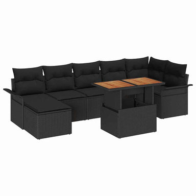 Tuinbankenset 8 st Zwart poly rattan