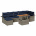 Tuinbankenset 8 st Grijs en Marineblauw poly rattan