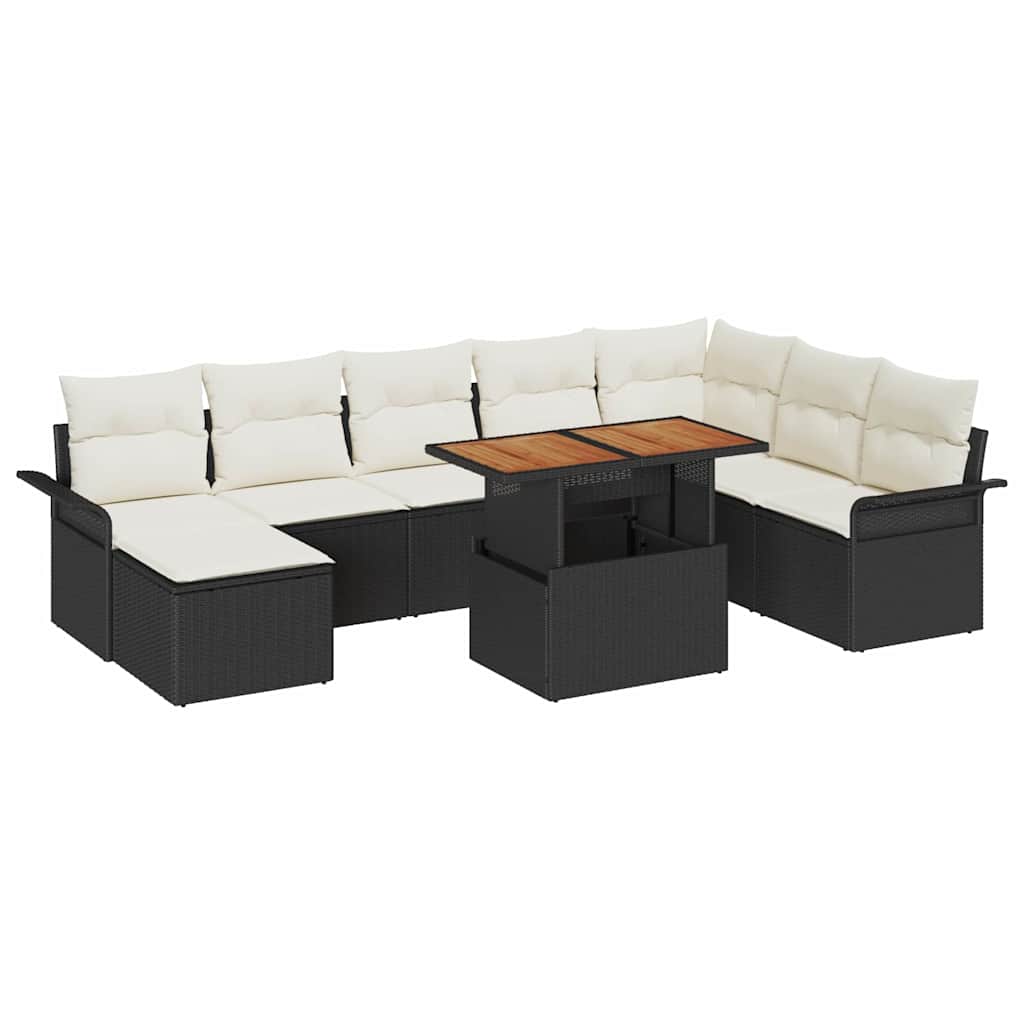 Tuin Sofa Set met kussen 9 pcs Zwart en crème
