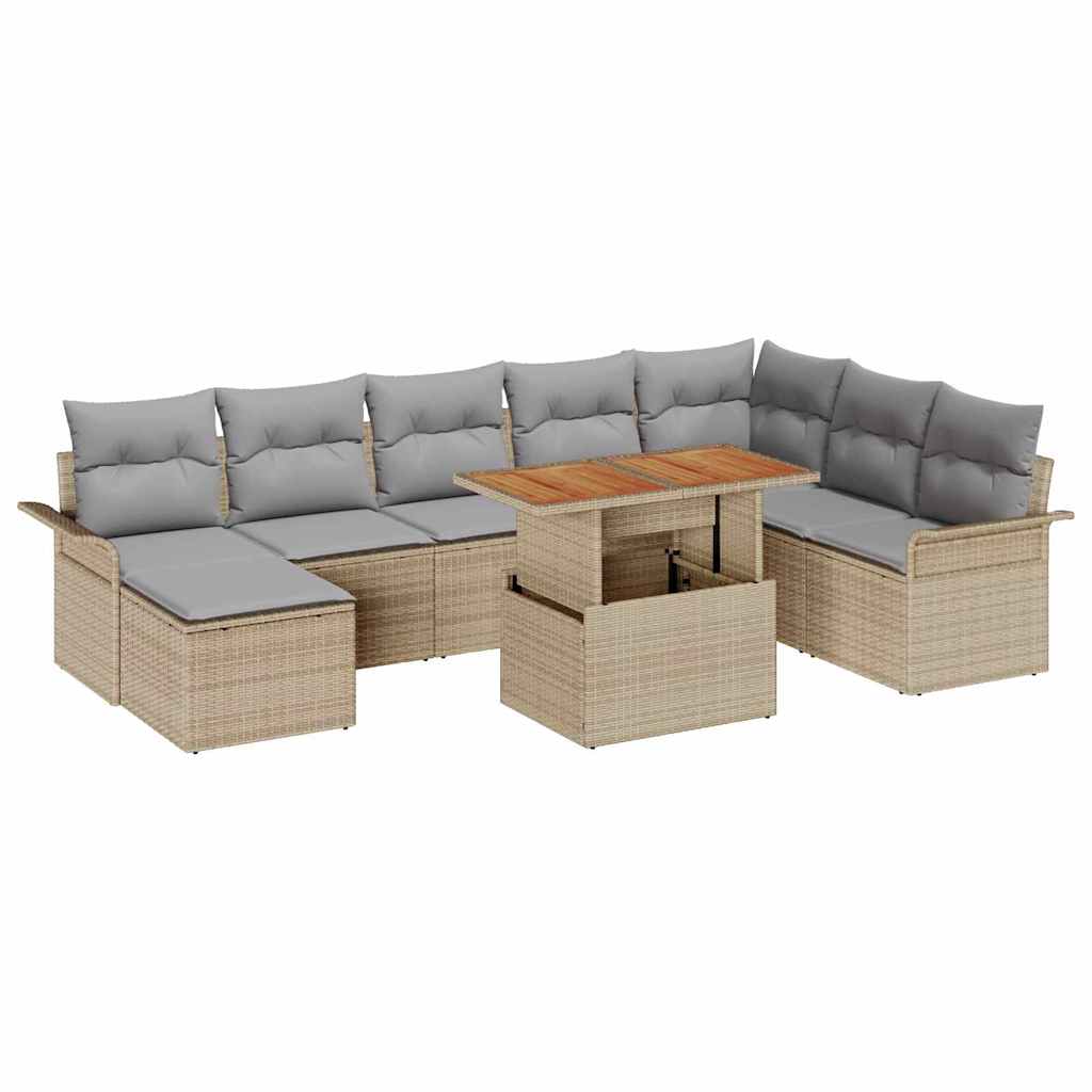 Tuin Sofa Set 9 st beige en lichtgrijs