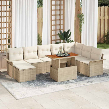 Tuin Sofa Set 9 st beige en crèmekleurig
