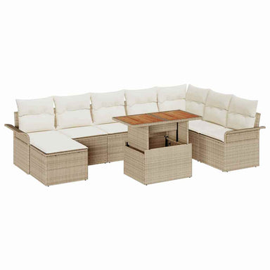 Tuin Sofa Set 9 st beige en crèmekleurig