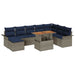 Tuin Sofa Set 9 st grijs en marineblauw