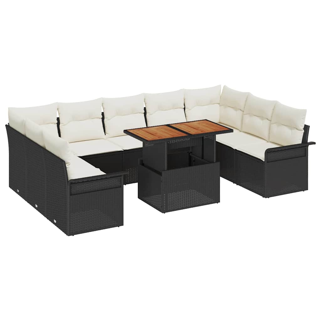 Tuin Sofa Set 10 st Zwart en crème