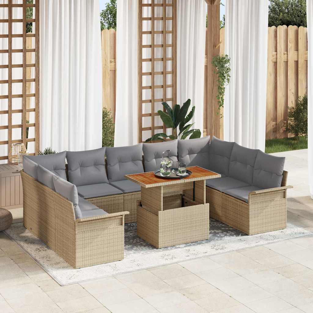 Tuin Sofa Set 10 st beige en lichtgrijs