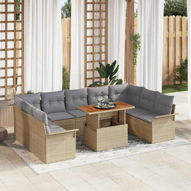 Tuin Sofa Set 10 st beige en lichtgrijs