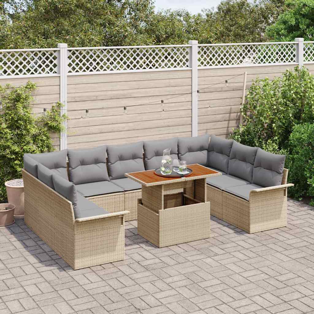 Tuin Sofa Set 10 st beige en lichtgrijs