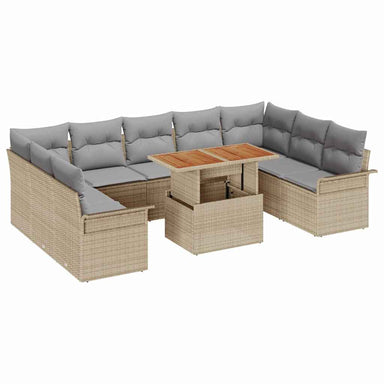 Tuin Sofa Set 10 st beige en lichtgrijs