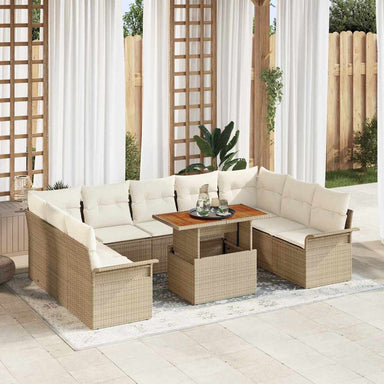 Tuin Sofa Set 10 st beige en crèmekleurig