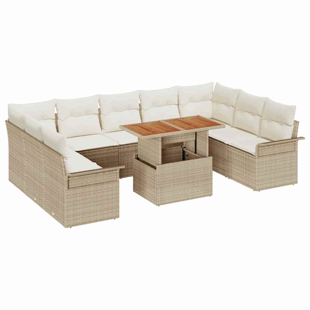 Tuin Sofa Set 10 st beige en crèmekleurig