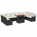 Tuinbankenset 11 st Zwart en Crème poly rattan