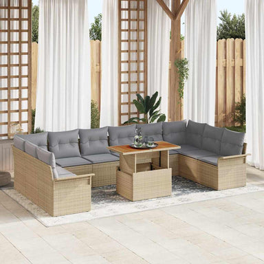 Tuinbankenset 11 st Beige en Licht Grijs poly rattan
