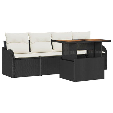 Tuinbankenset 5 st Zwart en Crème poly rattan