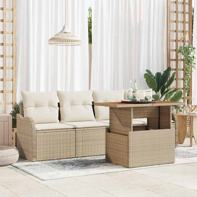 Tuinbankenset 5 st Beige en Crème poly rattan