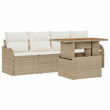 Tuinbankenset 5 st Beige en Crème poly rattan
