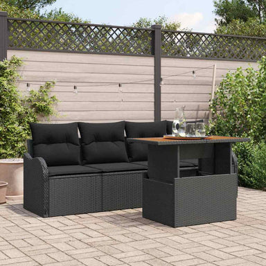 Tuinbankenset 5 st Zwart poly rattan