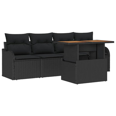 Tuinbankenset 5 st Zwart poly rattan
