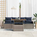 Tuin Sofa Set 5 st grijs en marineblauw