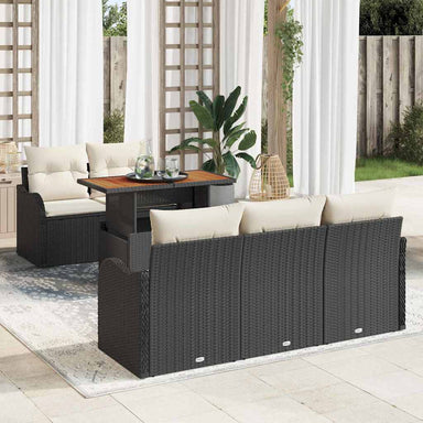 Tuinbankenset 6 st Zwart en Crème poly rattan