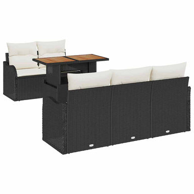 Tuinbankenset 6 st Zwart en Crème poly rattan