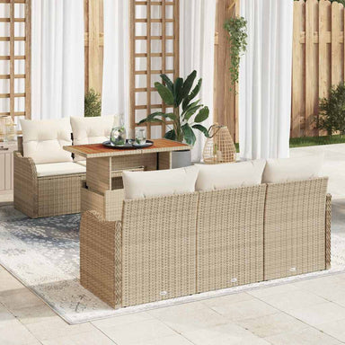 Tuinbankenset 6 st Beige en Crème poly rattan
