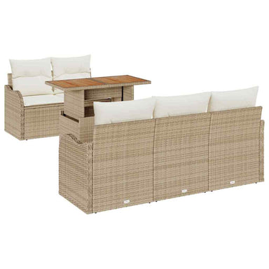 Tuinbankenset 6 st Beige en Crème poly rattan