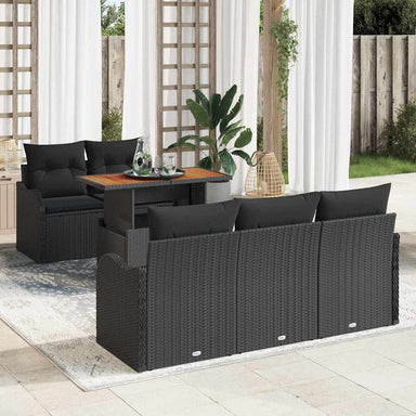 Tuinbankenset 6 st Zwart poly rattan