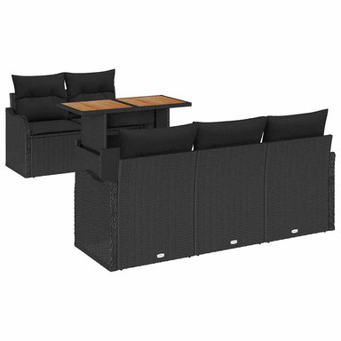 Tuinbankenset 6 st Zwart poly rattan