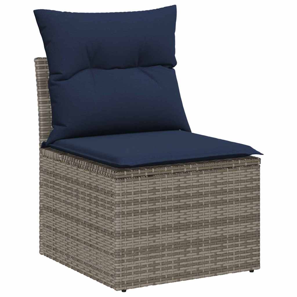 Tuin Sofa Set 6 st grijs en marineblauw