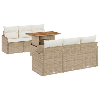 Tuinbankenset 7 st Beige en Crème poly rattan