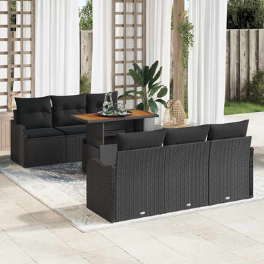 Tuinbankenset 7 st Zwart poly rattan