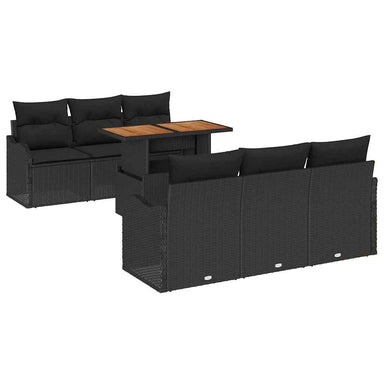 Tuinbankenset 7 st Zwart poly rattan