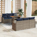 Tuinbankenset 7 st Grijs en Marineblauw poly rattan