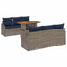 Tuinbankenset 7 st Grijs en Marineblauw poly rattan