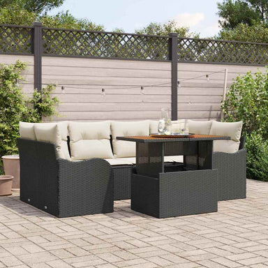 Tuin Sofa Set 7 st Zwart en crème