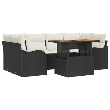 Tuin Sofa Set 7 st Zwart en crème