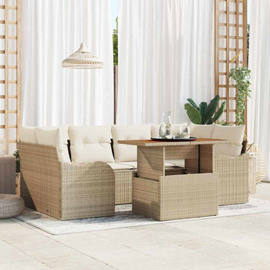 Tuin Sofa Set 7 st beige en crèmekleurig