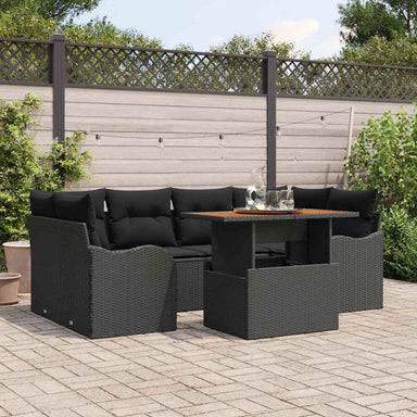 Tuin Sofa Set 7 st Zwart