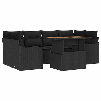 Tuin Sofa Set 7 st Zwart