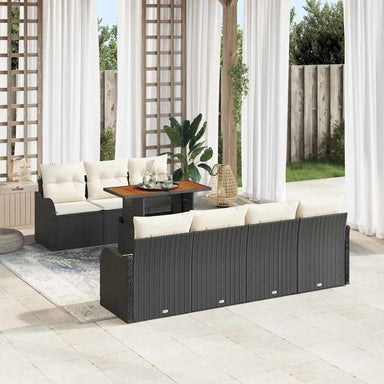 Tuin Sofa Set 8 st Zwart en crème