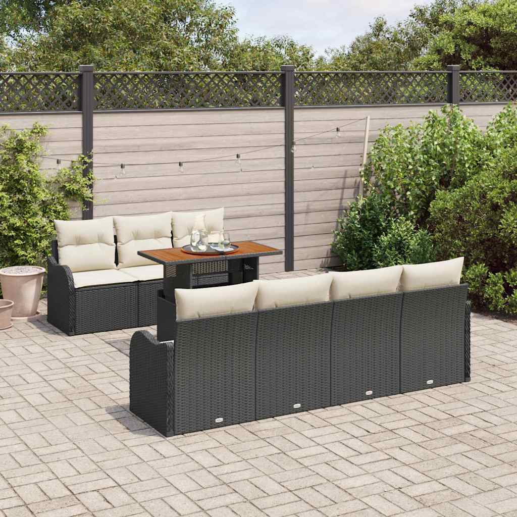 Tuin Sofa Set 8 st Zwart en crème